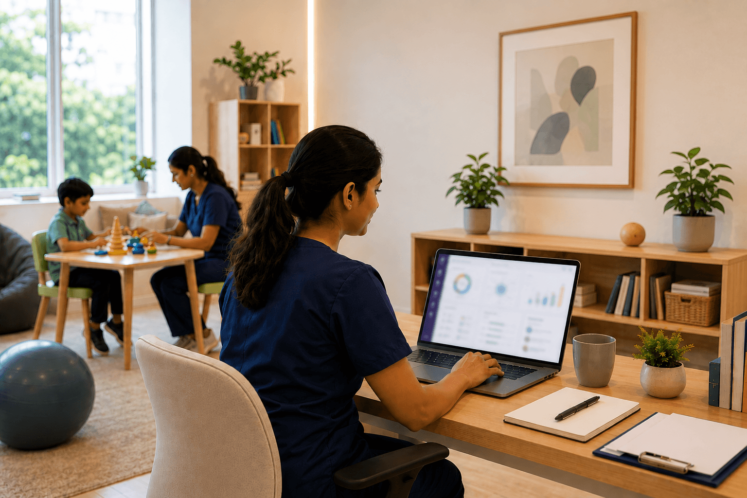 A clinician guiding an assessment