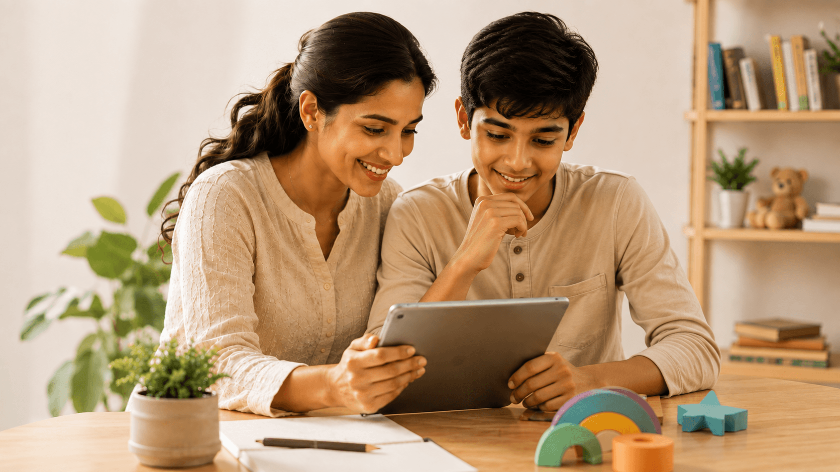 A parent helping a child build everyday skills